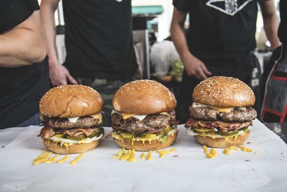 3 delicious looking Burgers made by The Beefy Boys