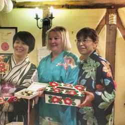Juliet (Lowe Farm B&B) and Ladies receiving gifts