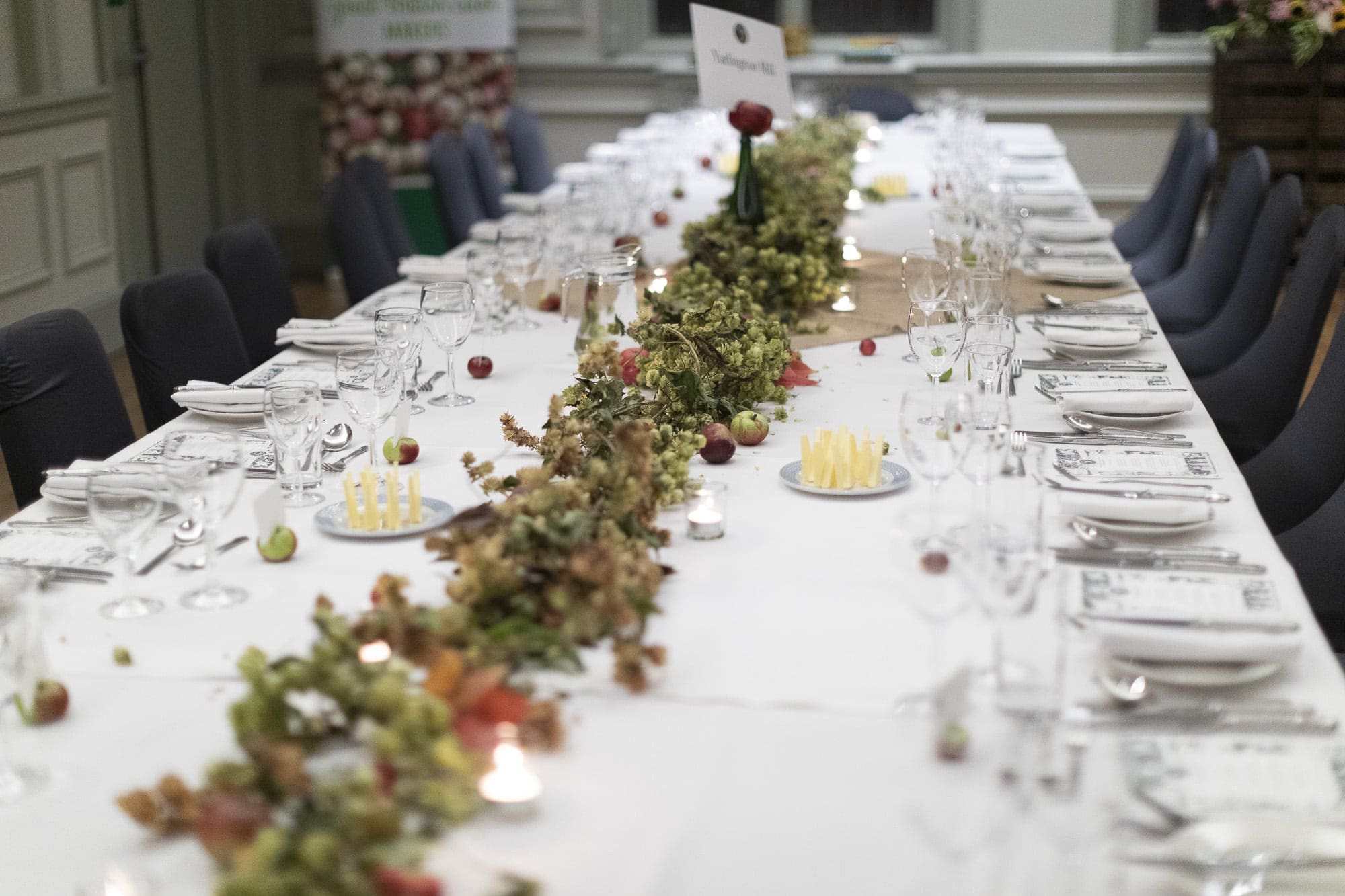 Banquet harvest themed table setting at the Green Dragon (by Bill Bradshaw)