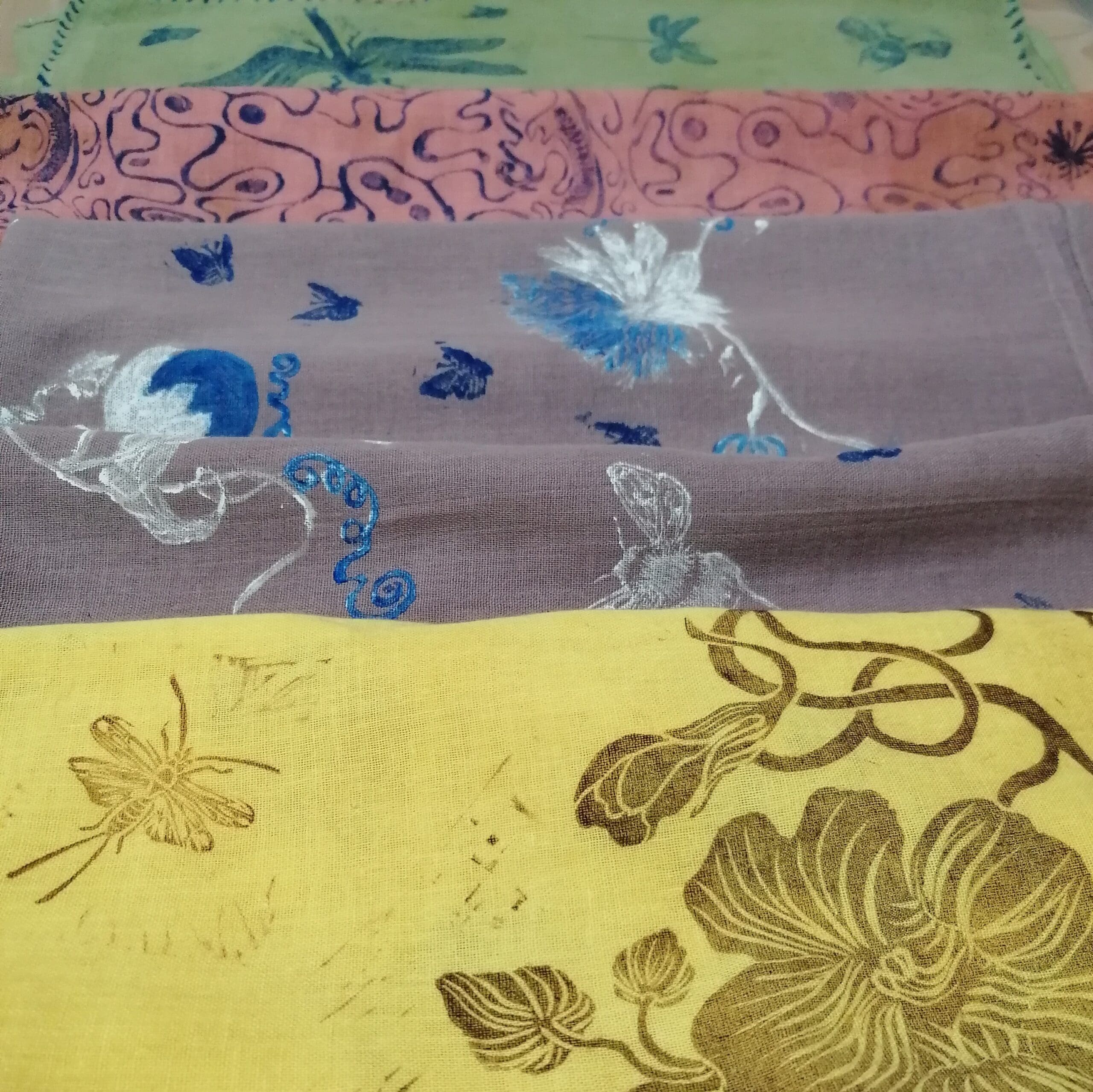 Selection of Dyed and Relief printed Muslin