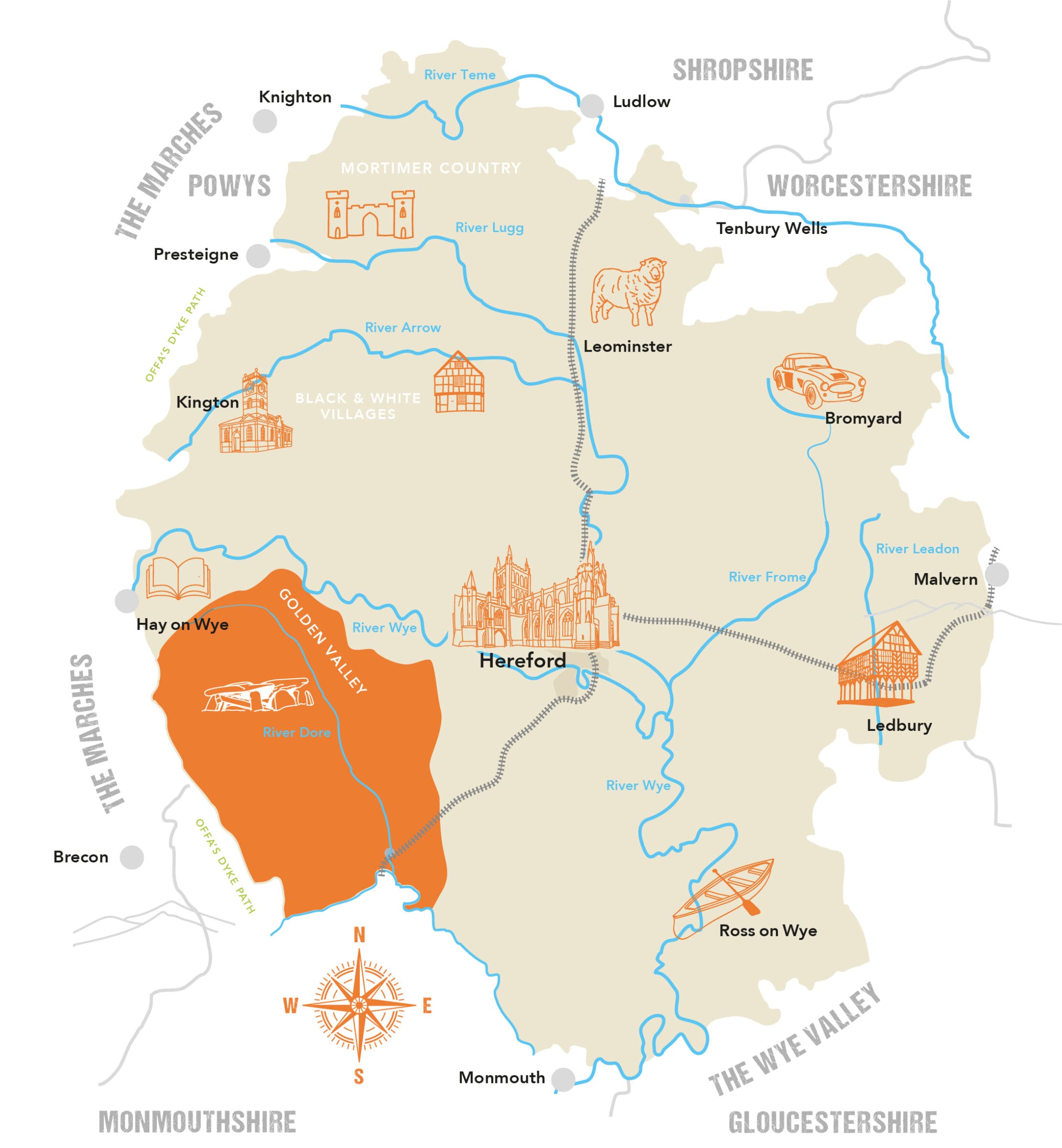 Herefordshire County Map Golden Valley