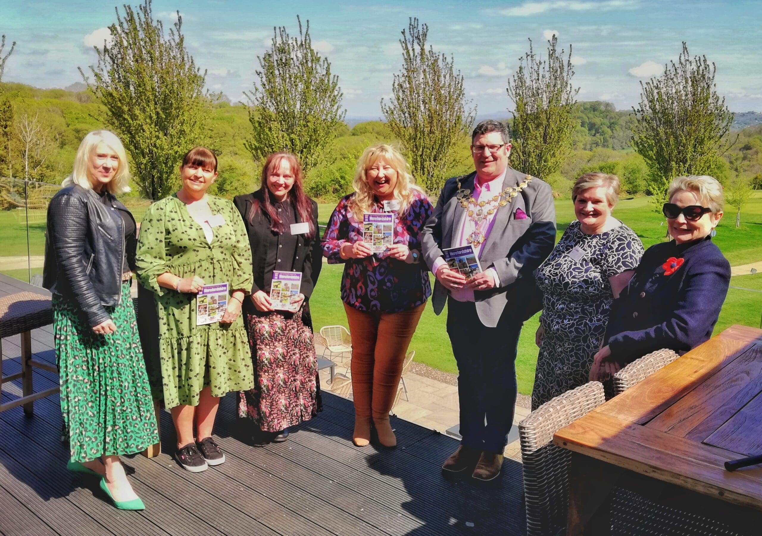 Team ESL and The Right Worshipful Mayor Of Hereford Paul Stevens launch the 2022 Ultimate Herefordshire guide books Team ESL at Tourism Exchange by Nick Meers