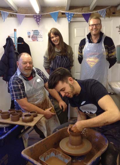 All smiles at Eastnor Pottery with Potters Wheel Demo