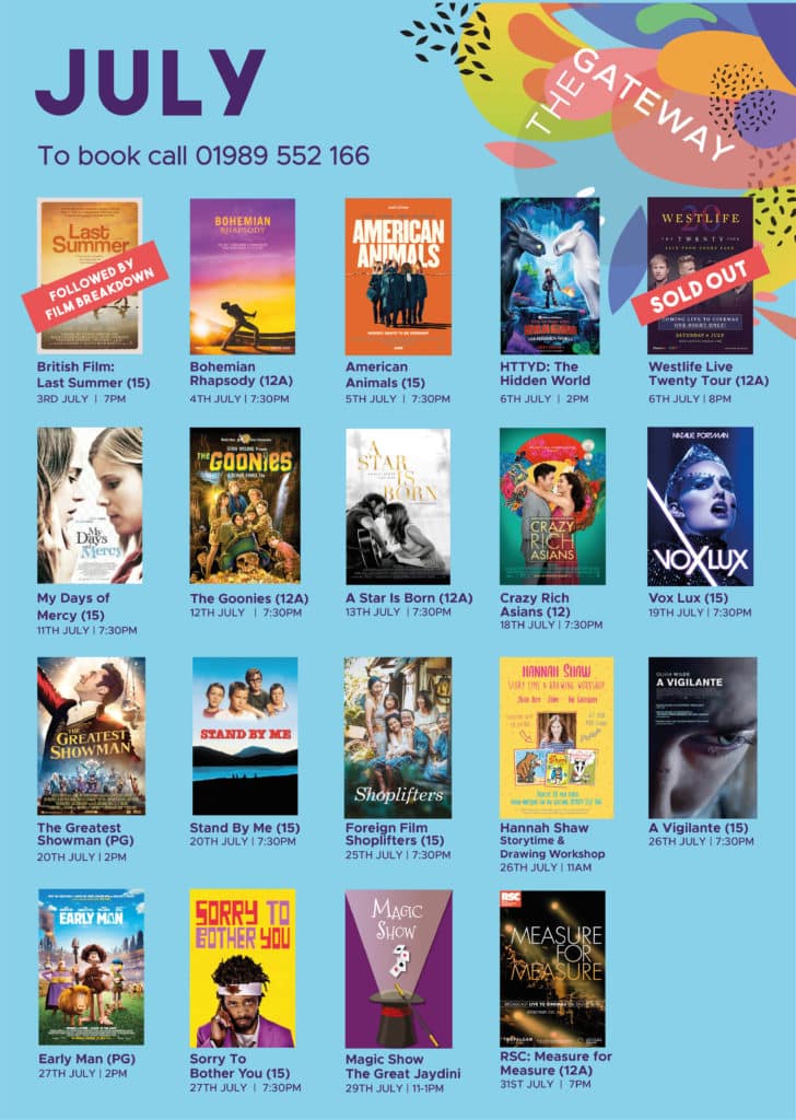 July films showing at The Gateway Cinema